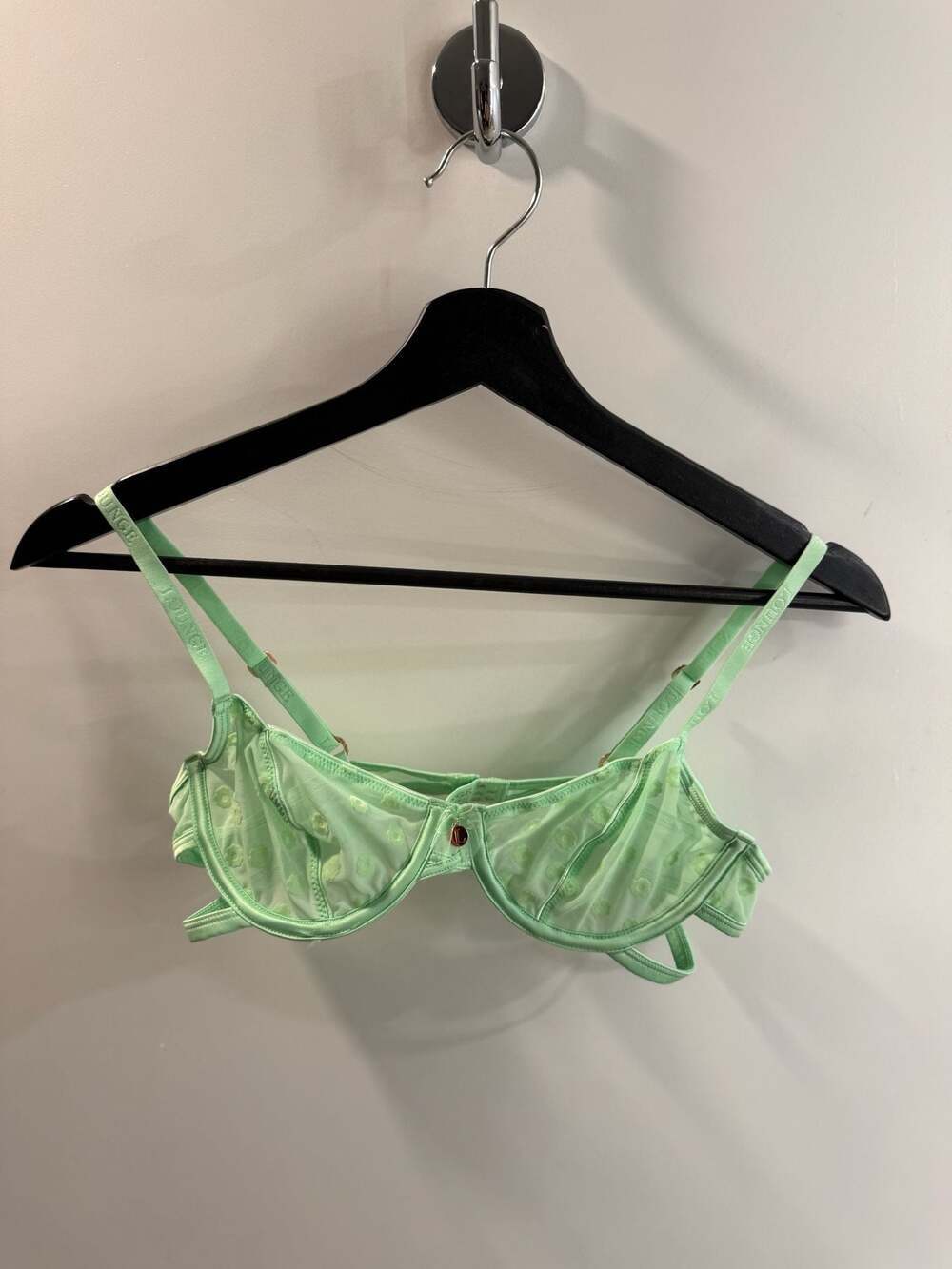 Lounge Underwear Maisie Embroidered Floral Mesh Balconette Bra in Mint Green